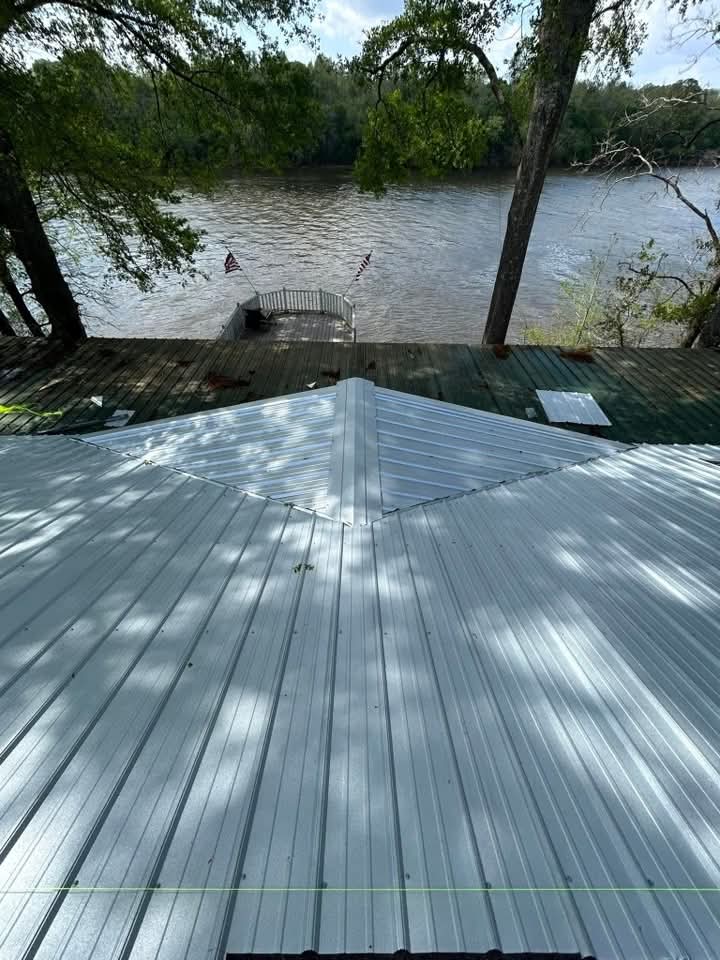 Metal roof on a waterfront home